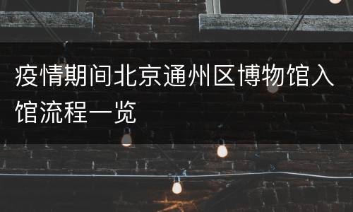 疫情期间北京通州区博物馆入馆流程一览