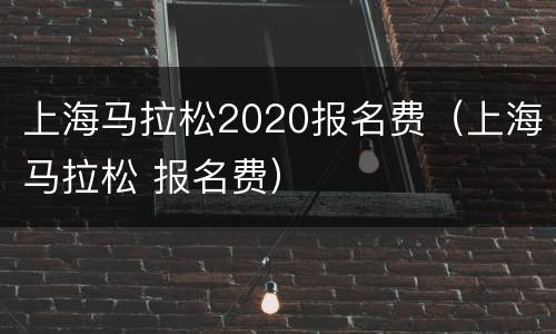 上海马拉松2020报名费（上海马拉松 报名费）