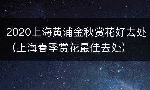 2020上海黄浦金秋赏花好去处（上海春季赏花最佳去处）
