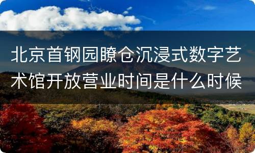 北京首钢园瞭仓沉浸式数字艺术馆开放营业时间是什么时候