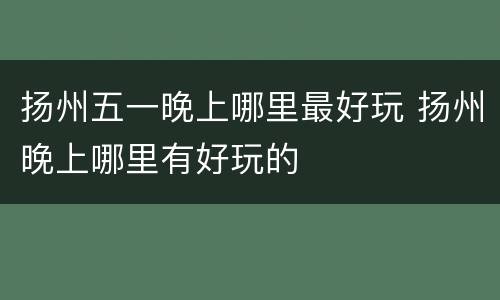 扬州五一晚上哪里最好玩 扬州晚上哪里有好玩的