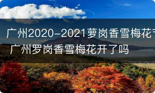 广州2020-2021萝岗香雪梅花节 广州罗岗香雪梅花开了吗