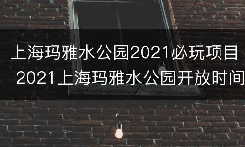 上海玛雅水公园2021必玩项目 2021上海玛雅水公园开放时间