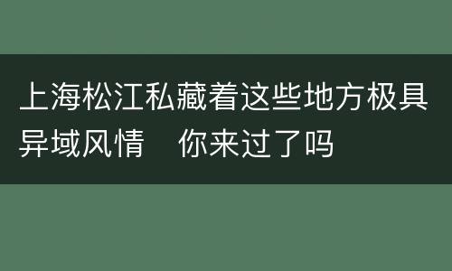 上海松江私藏着这些地方极具异域风情   你来过了吗