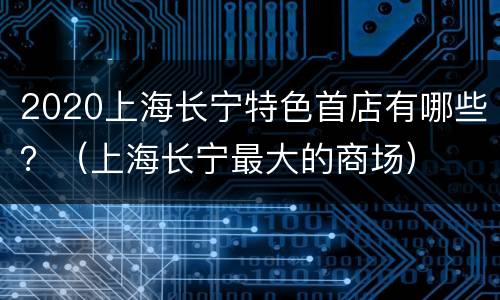 2020上海长宁特色首店有哪些？（上海长宁最大的商场）