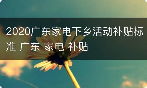 2020广东家电下乡活动补贴标准 广东 家电 补贴