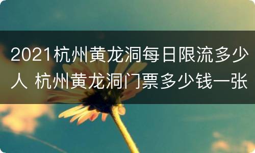 2021杭州黄龙洞每日限流多少人 杭州黄龙洞门票多少钱一张