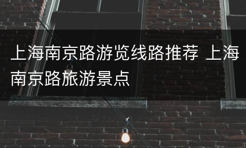 上海南京路游览线路推荐 上海南京路旅游景点