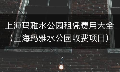 上海玛雅水公园租凭费用大全（上海玛雅水公园收费项目）