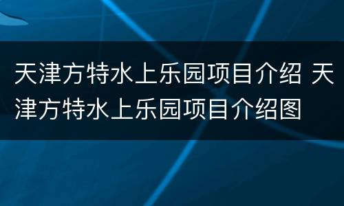 天津方特水上乐园项目介绍 天津方特水上乐园项目介绍图