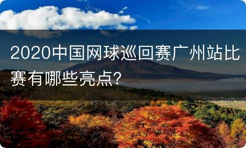 2020中国网球巡回赛广州站比赛有哪些亮点？