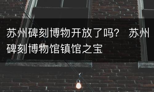 苏州碑刻博物开放了吗？ 苏州碑刻博物馆镇馆之宝