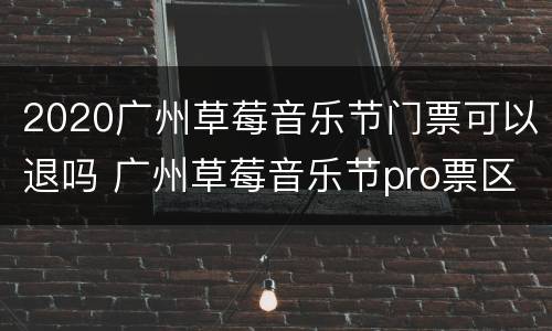 2020广州草莓音乐节门票可以退吗 广州草莓音乐节pro票区别