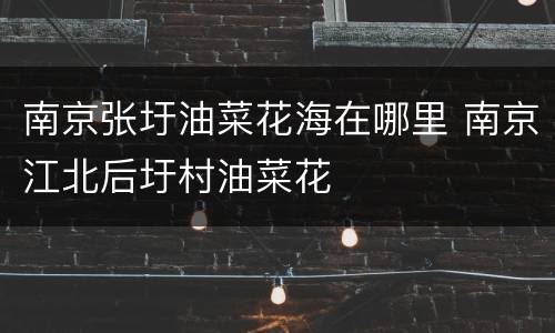 南京张圩油菜花海在哪里 南京江北后圩村油菜花