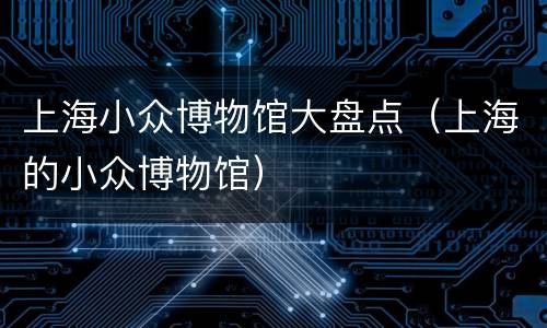 上海小众博物馆大盘点（上海的小众博物馆）