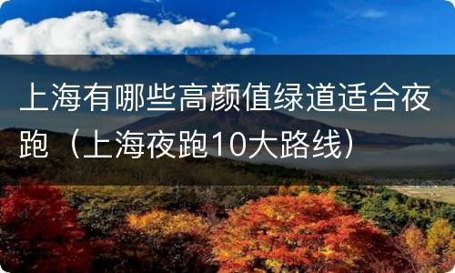 上海有哪些高颜值绿道适合夜跑（上海夜跑10大路线）