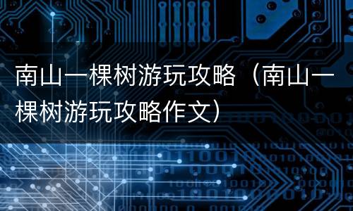 南山一棵树游玩攻略（南山一棵树游玩攻略作文）