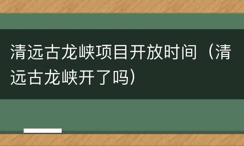 清远古龙峡项目开放时间（清远古龙峡开了吗）