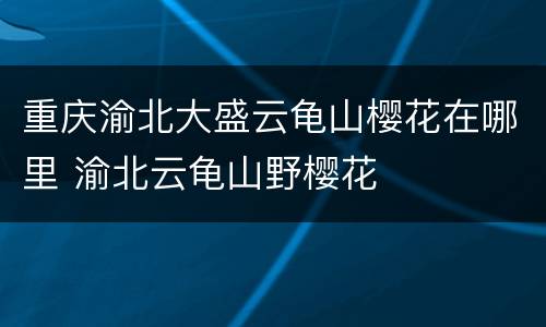 重庆渝北大盛云龟山樱花在哪里 渝北云龟山野樱花