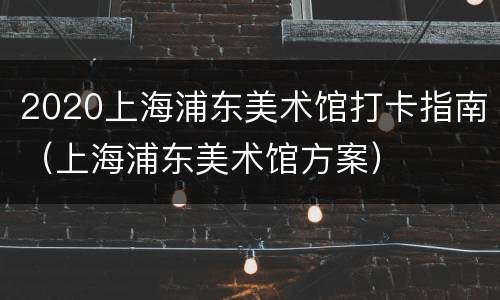 2020上海浦东美术馆打卡指南（上海浦东美术馆方案）