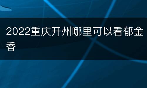 2022重庆开州哪里可以看郁金香