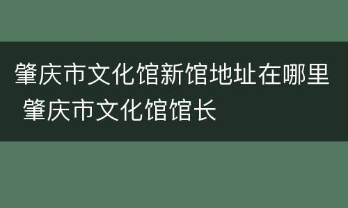 肇庆市文化馆新馆地址在哪里 肇庆市文化馆馆长