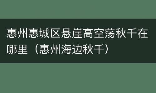 惠州惠城区悬崖高空荡秋千在哪里（惠州海边秋千）