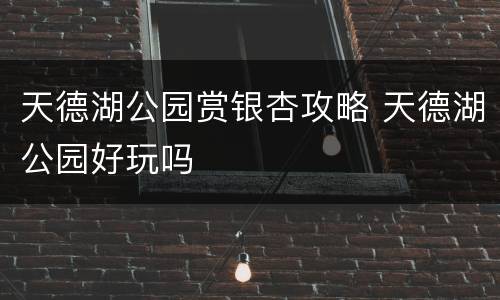 天德湖公园赏银杏攻略 天德湖公园好玩吗