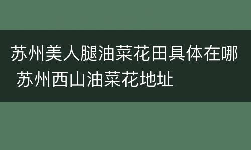 苏州美人腿油菜花田具体在哪 苏州西山油菜花地址