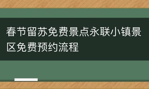 春节留苏免费景点永联小镇景区免费预约流程
