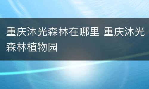 重庆沐光森林在哪里 重庆沐光森林植物园