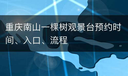 重庆南山一棵树观景台预约时间、入口、流程