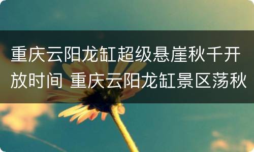重庆云阳龙缸超级悬崖秋千开放时间 重庆云阳龙缸景区荡秋千多少钱