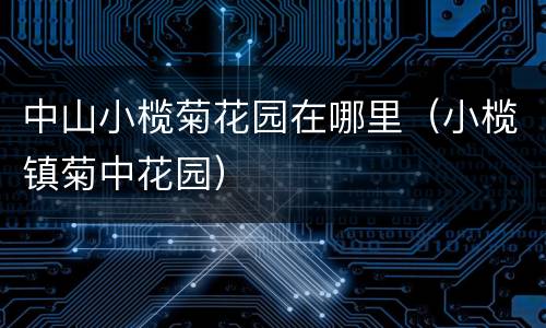 中山小榄菊花园在哪里（小榄镇菊中花园）