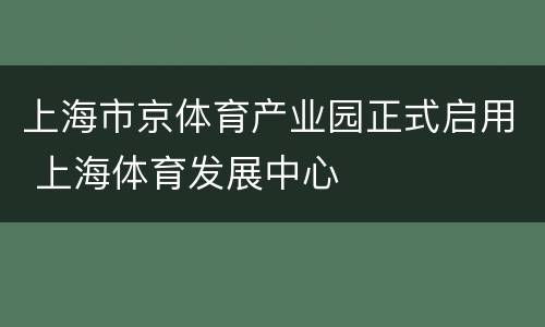 上海市京体育产业园正式启用 上海体育发展中心