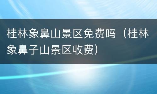 桂林象鼻山景区免费吗（桂林象鼻子山景区收费）