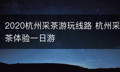 2020杭州采茶游玩线路 杭州采茶体验一日游