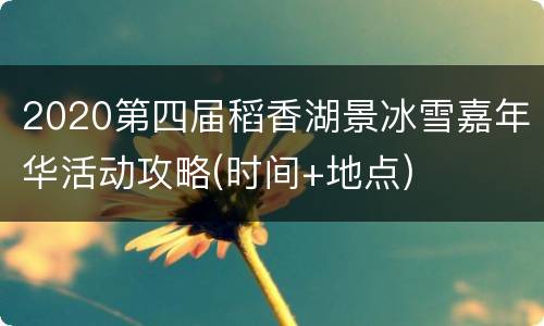 2020第四届稻香湖景冰雪嘉年华活动攻略(时间+地点)