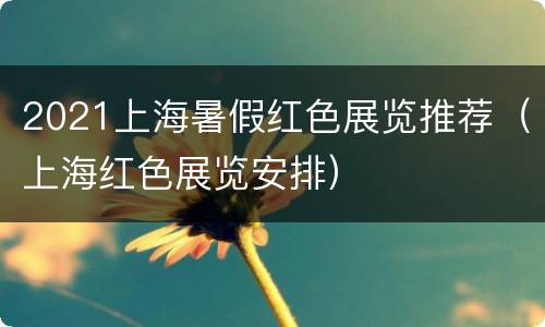 2021上海暑假红色展览推荐（上海红色展览安排）