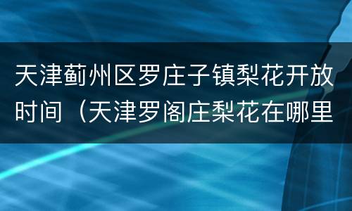 天津蓟州区罗庄子镇梨花开放时间（天津罗阁庄梨花在哪里）