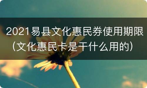2021易县文化惠民券使用期限（文化惠民卡是干什么用的）