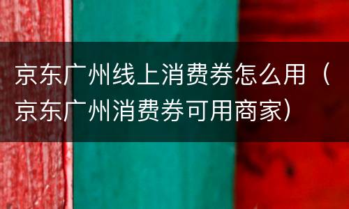京东广州线上消费券怎么用（京东广州消费券可用商家）