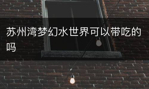 苏州湾梦幻水世界可以带吃的吗
