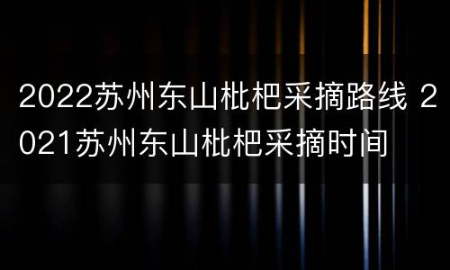2022苏州东山枇杷采摘路线 2021苏州东山枇杷采摘时间