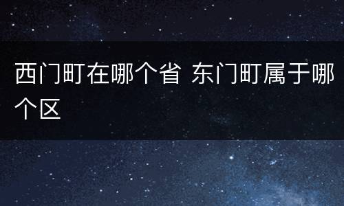 西门町在哪个省 东门町属于哪个区