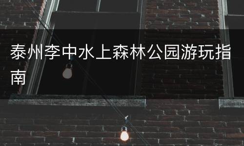 泰州李中水上森林公园游玩指南