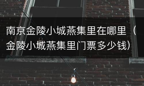 南京金陵小城燕集里在哪里（金陵小城燕集里门票多少钱）