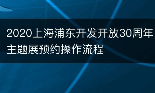 2020上海浦东开发开放30周年主题展预约操作流程