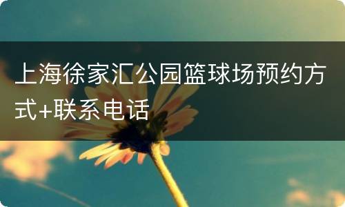 上海徐家汇公园篮球场预约方式+联系电话