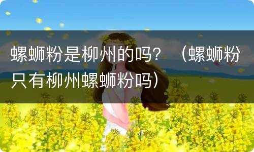 螺蛳粉是柳州的吗？（螺蛳粉只有柳州螺蛳粉吗）